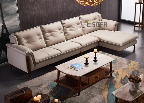 Sofa da góc hiện đại E100