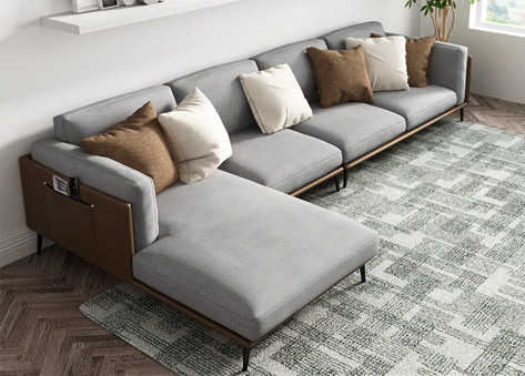 Sofa Góc Da Nỉ Kết Hợp – E98
