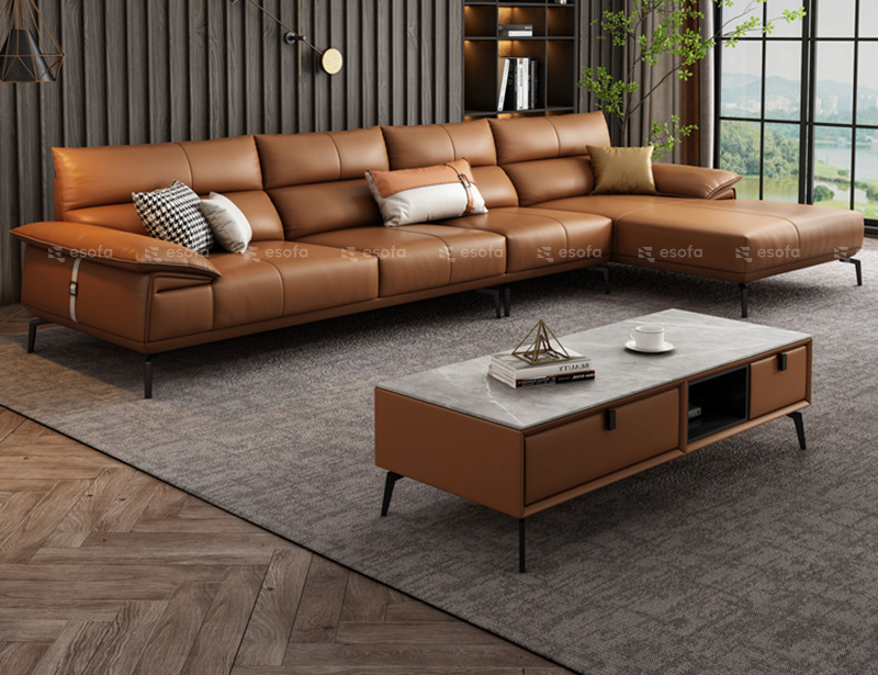 Bộ ghế sofa góc da phòng khách E508