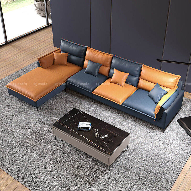 Ghế sofa góc 4 chỗ 2 màu kết hợp E511