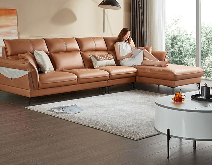 Ghế sofa góc 4 chỗ màu da bò E501