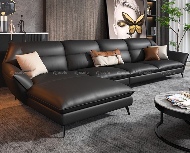 Ghế sofa góc màu đen E507