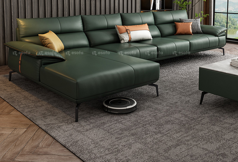 Ghế sofa góc màu xanh lục E508