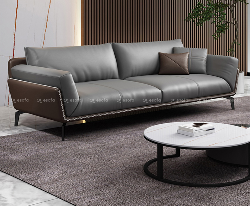 Ghế sofa văng da 2 chỗ màu xám E513