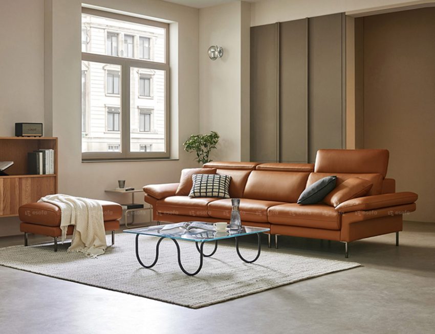 Bộ ghế sofa 3 chỗ màu da bò hiện đại E20
