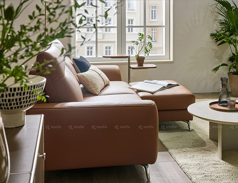Mặt bên sofa góc bọc da Hàn Quốc cho phòng khách E106