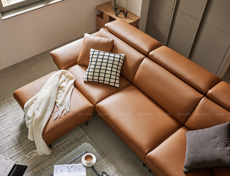 Sofa góc chữ L bọc da cho phòng khách E20