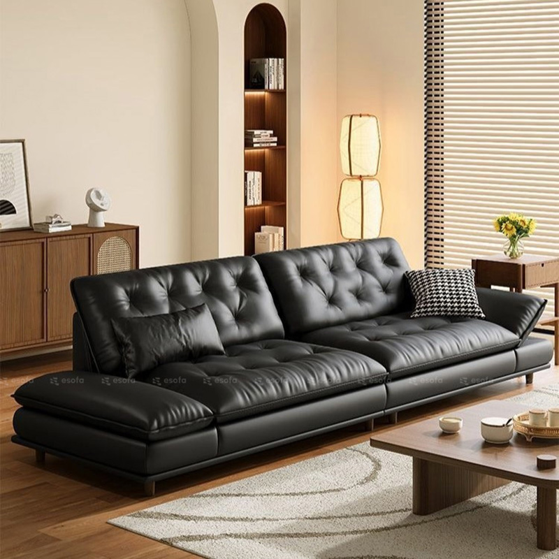 Sofa văng da màu đen phong cách Hàn Quốc E102