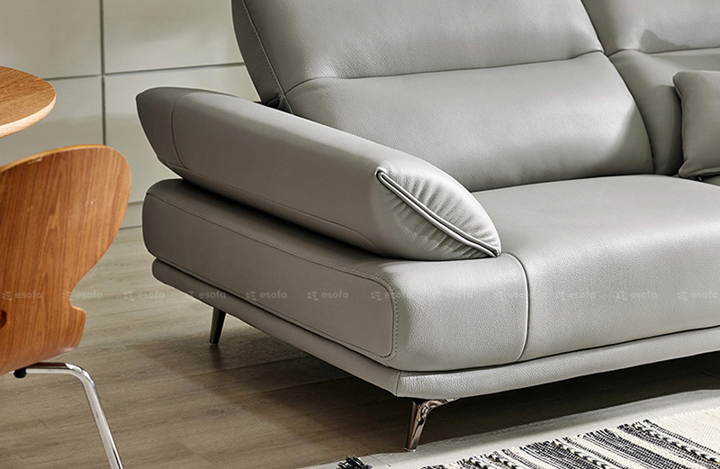 Tay ghế sofa bọc da màu xám E21