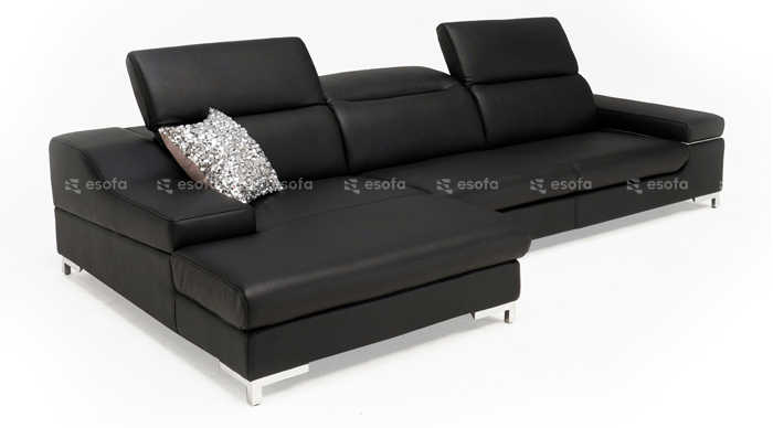 Ghế sofa da phòng khách màu đen E520