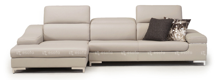 Ghế sofa góc da phòng khách màu kem E520