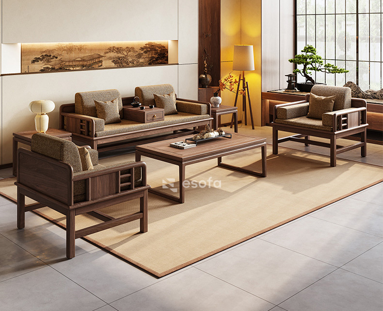 Sofa gỗ cho phòng trà EH16