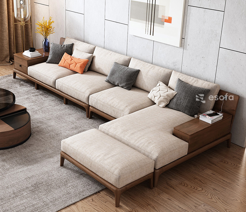 Sofa góc gỗ chữ L EH08