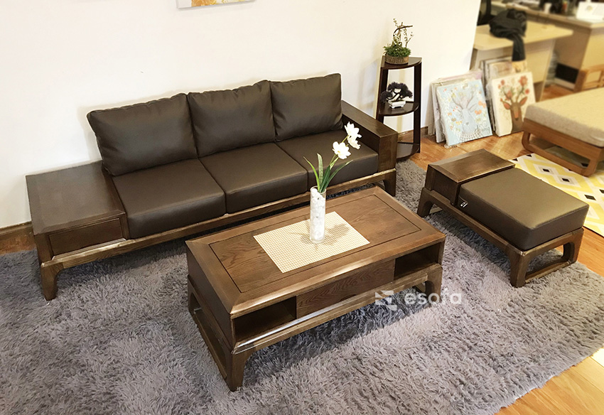 Sofa góc gỗ sồi Nga EH02