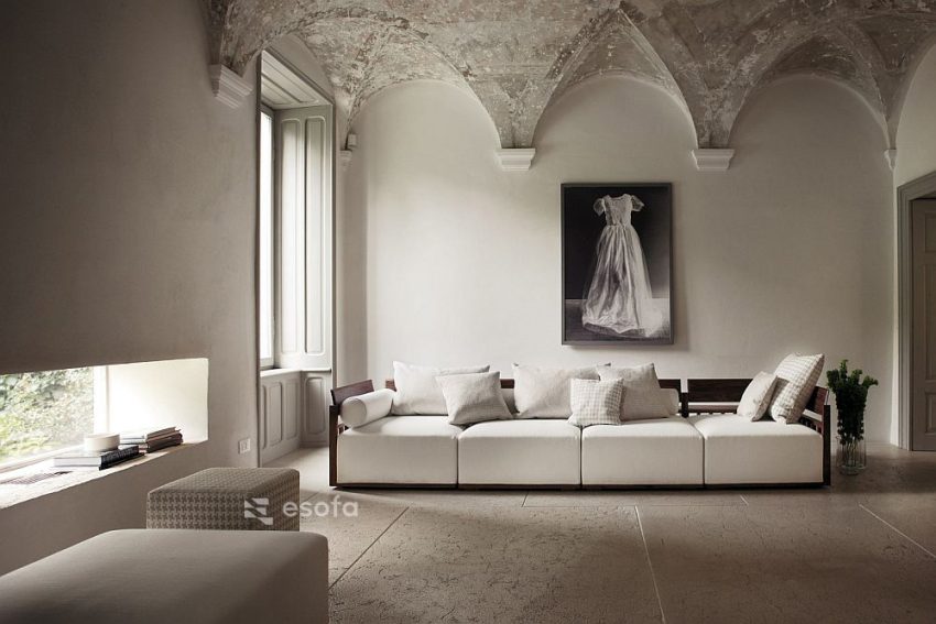 Sofa văng gỗ nỉ hiện đại EH04