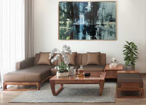 Sofa góc gỗ sồi Nga EH02