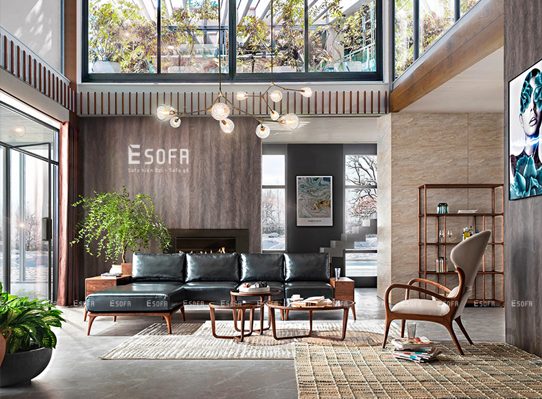 sofa văng gỗ 3 tựa hiện đại EH09