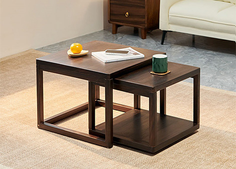 Bàn trà đôi chân khung gỗ tự nhiên vững chãi EB64