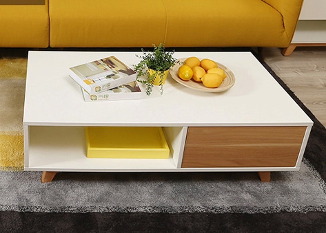 Bàn trà gỗ phối màu Trắng – Sồi trẻ trung EBC03