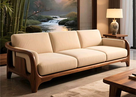 Sofa văng nệm vải màu kem thanh lịch EH20