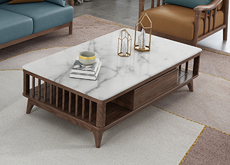 Bàn trà mặt đá vân mây trắng cao cấp EB52