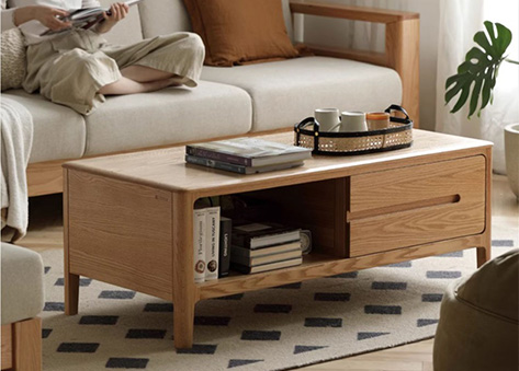 Bàn trà hộc kéo gỗ tay nắm âm hiện đại EB49