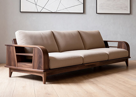 Sofa văng phối màu gỗ và da tinh tế E304