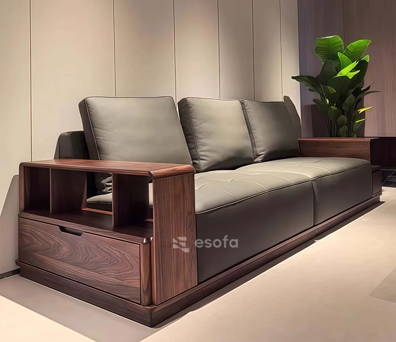 Sofa văng tay gỗ bản lớn E301