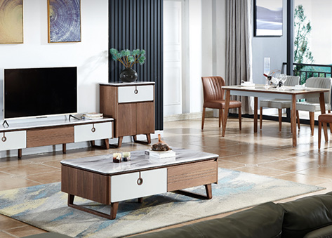 Bàn trà decor phòng khách tông màu trầm ấm đẳng cấp EBC14