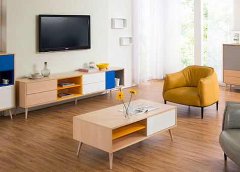 Bàn trà hình chữ nhật tối ưu diện tích cho chung cư EBC09