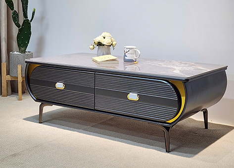 Bàn trà mặt đá chống trầy xước phối chi tiết mạ vàng tinh tế EBC28