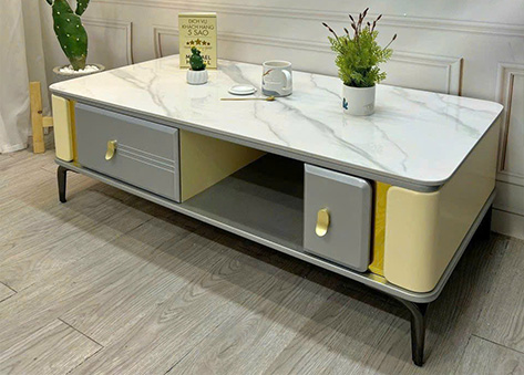 Bàn trà mặt đá trắng cao cấp chống trầy xước và chịu nhiệt EBC40