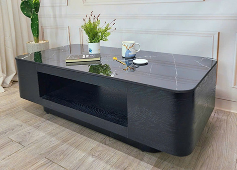 Bàn trà mặt kính cường lực chống trầy xước với đường vân mây chìm EBC42