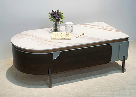 Bàn trà thiết kế bo cong phá cách với đường cắt Layer tinh tế EBC34