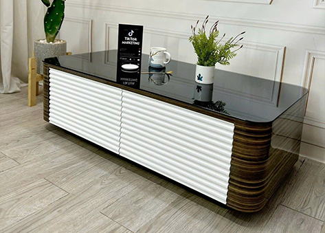 Bàn trà thiết kế bo góc tròn mềm mại phong cách Art Deco EBC41