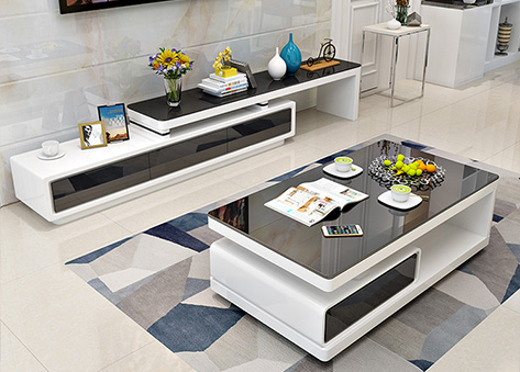 Bàn trà thông minh mặt kính cường lực đen EBC06