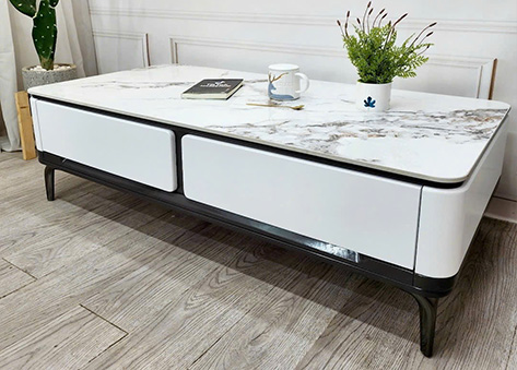 Bàn trà tông màu trắng tinh khôi cho không gian phòng khách sáng EBC35