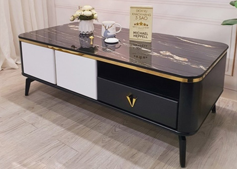 Bàn trà thiết kế chân sắt chéo nghệ thuật phong cách Industrial EBC49